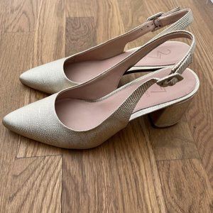 gold slingback heels, 27 edit